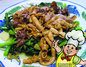 菜远炒鸡杂的做法
